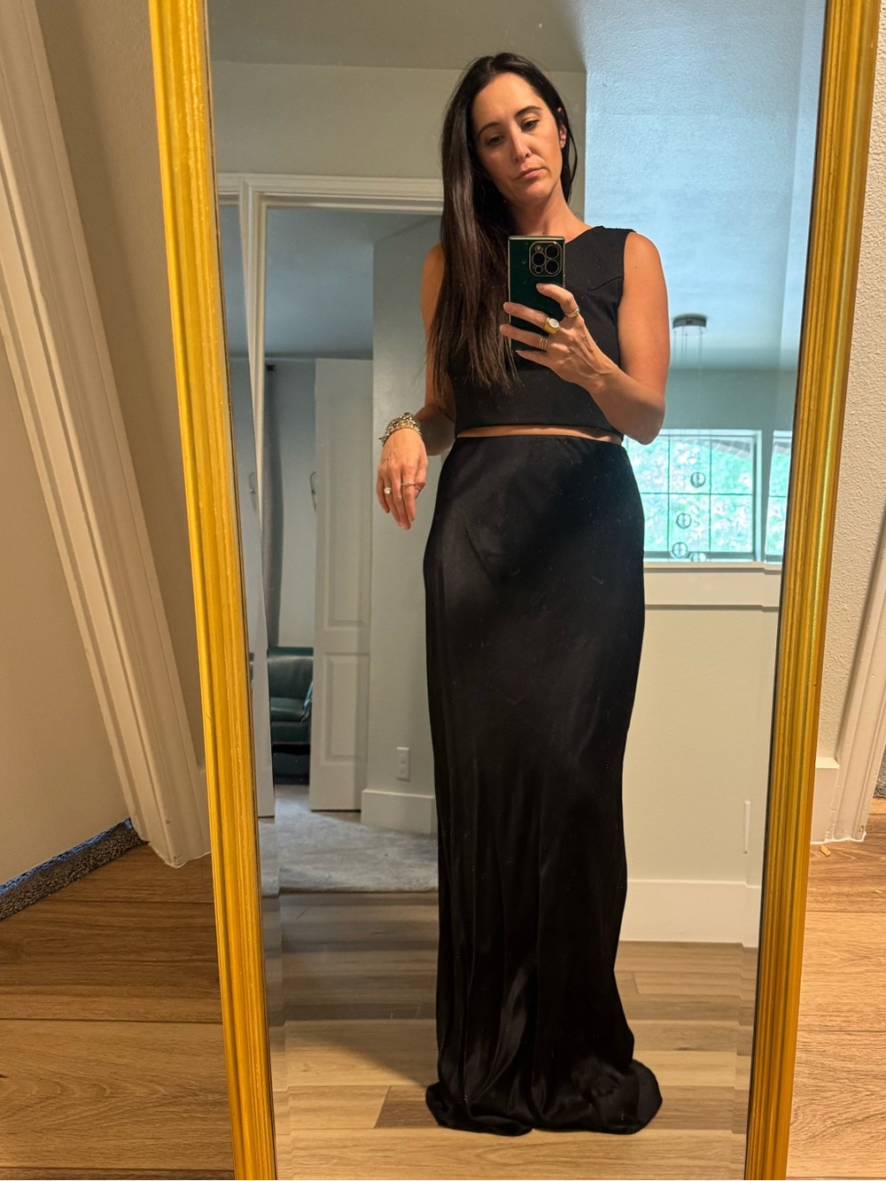 Anthropologie Silk Black Maxi Skirt